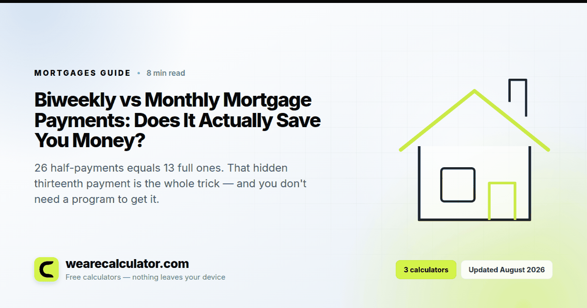 Biweekly vs Monthly Mortgage Payments: Does It Actually Save You Money? — Mortgages guide from We Are Calculator