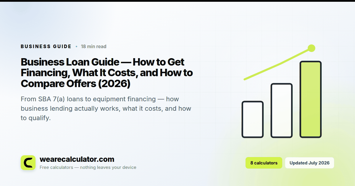Business Loan Guide — How to Get Financing, What It Costs, and How to Compare Offers (2026) — Business guide from We Are Calculator