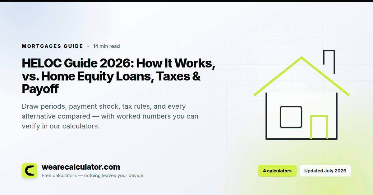 HELOC Guide 2026: How It Works, vs. Home Equity Loans, Taxes & Payoff — Mortgages guide from We Are Calculator