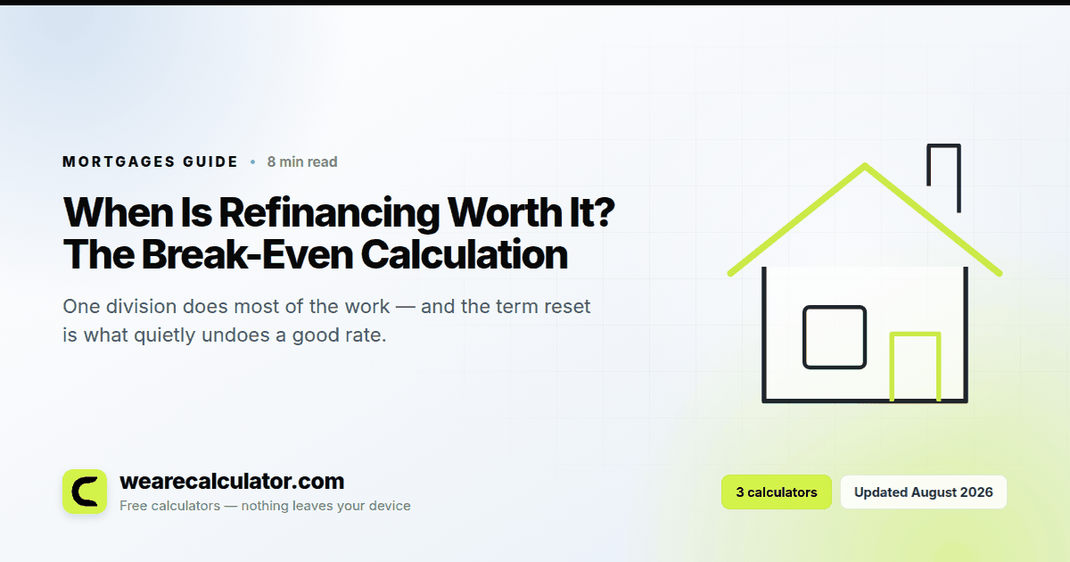 When Is Refinancing Worth It? The Break-Even Calculation — Mortgages guide from We Are Calculator