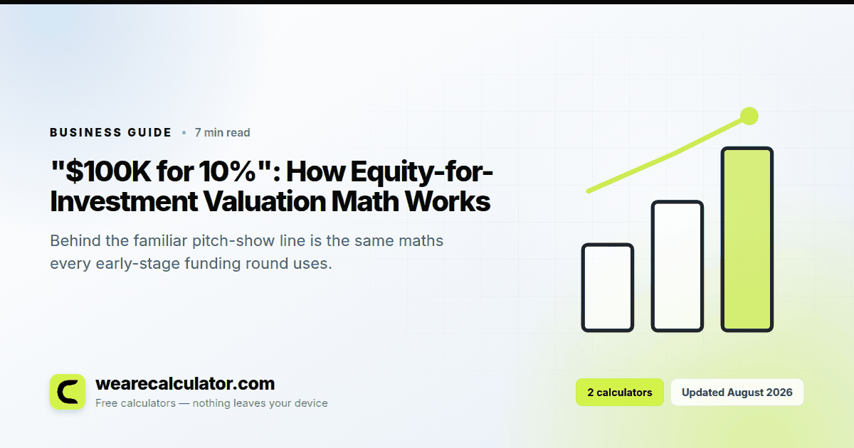 "$100K for 10%": How Equity-for-Investment Valuation Math Works — Business guide from We Are Calculator